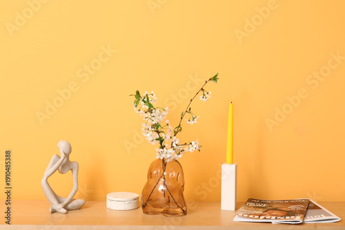 Blooming branches in vase, ...