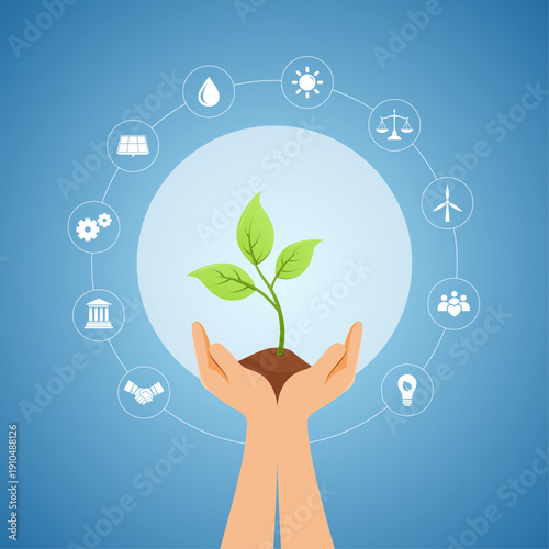 green tree enviralment social governance icon symbol green nature illustration artwork design