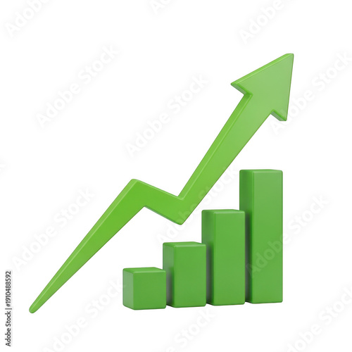 Free Download Green upward arrow with bar graph indicating growth isolated on transparent background - GFXLoad