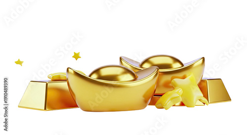 Golden Prosperity Symbols: Ingots, Bars, and Stars