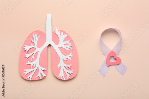 Paper lungs with white ribb...