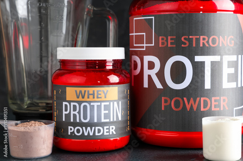 Bottles with protein powder...
