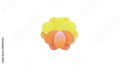 Abstract 3D flower made of layered petals in yellow and orange