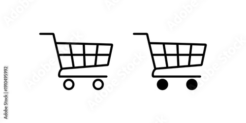 Shopping cart icons in outline and solid style

