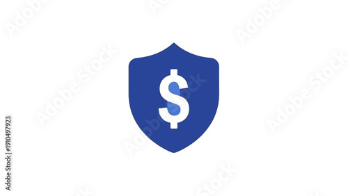 Bild auf Leinwand Blue shield with dollar sign symbol.