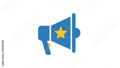 Tableau sur toile Blue Megaphone with Yellow Star.