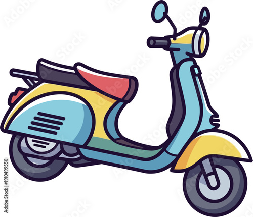 Side View Scooter With Seat And Mirrors