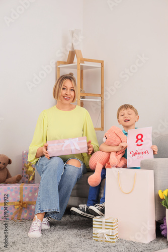 Little boy and his mother w...