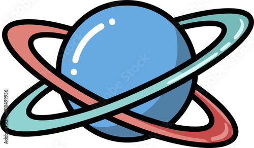 Blue Planet With Orbit Rings Icon