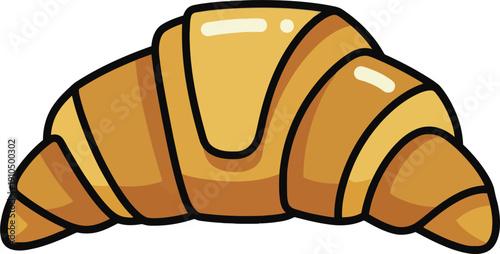 Golden Croissant Bread Side View Icon