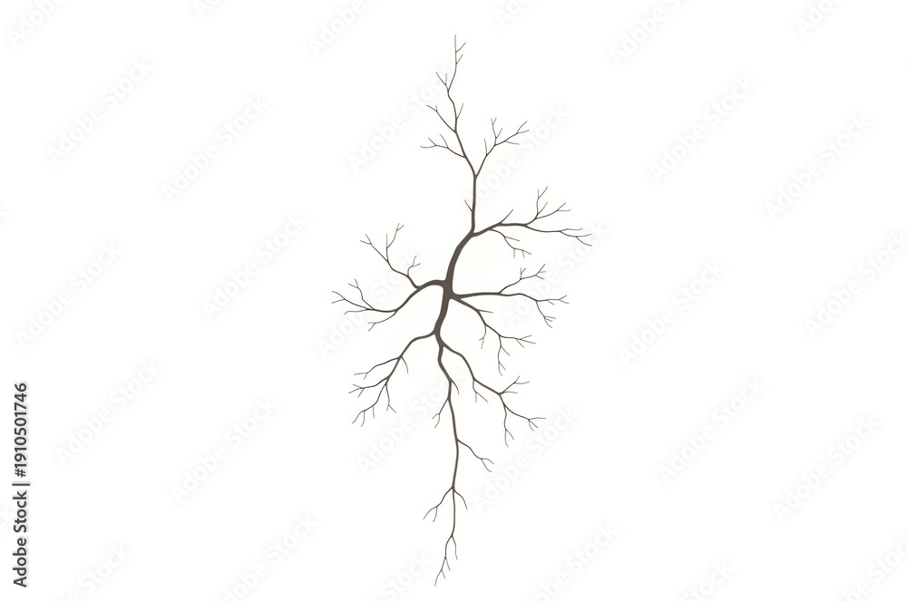 Obraz premium Branching Plant Structure Isolated on White