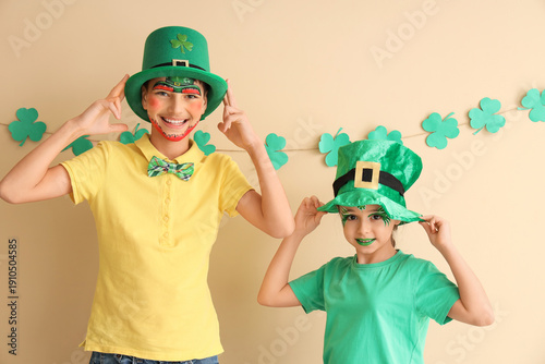 Funny kids with face painti...
