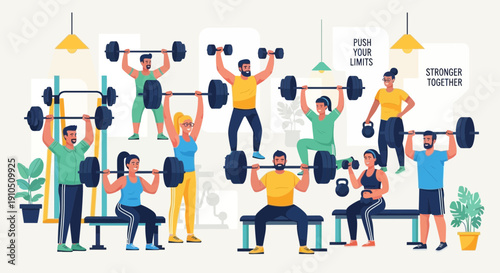 Group of People Exercising with Weights 1.