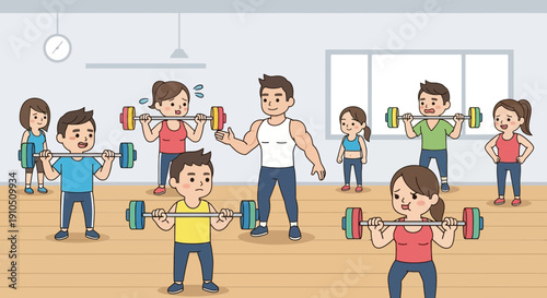 Group of People Exercising with Dumbbells 2.