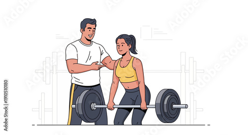Personal Trainer Assisting Woman Lifting Weights.