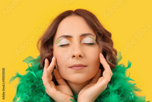 Woman with festive Irish ma...