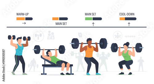 Man Performing Various Weightlifting Exercises.