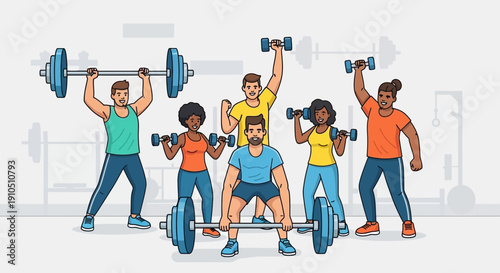Group of People Exercising with Weights 5.