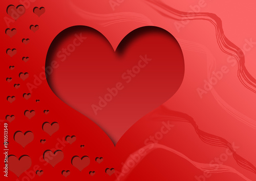 Red engraved cut out heart background wallpaper design