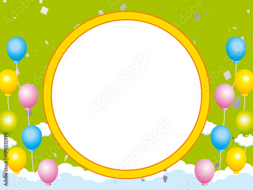 正月, 年賀状, 空, 雲, フレーム, 紙吹雪, 青空, 干支, 風景, 年賀, 新年, 自然, かわいい, 素材, 