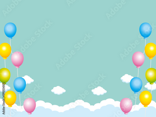 正月, 年賀状, 空, 雲, フレーム, 紙吹雪, 青空, 干支, 風景, 年賀, 新年, 自然, かわいい, 素材, 枠, 背景,