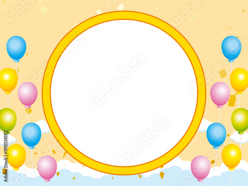 正月, 年賀状, 空, 雲, フレーム, 紙吹雪, 青空, 干支, 風景, 年賀, 新年, 自然, かわいい, 素材, 枠, 背景,