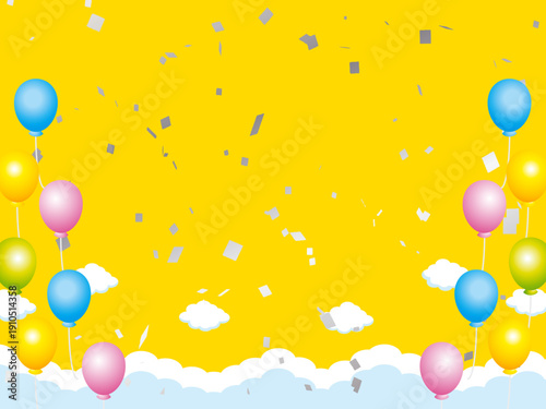 正月, 年賀状, 空, 雲, フレーム, 紙吹雪, 青空, 干支, 風景, 年賀, 新年, 自然, かわいい, 素材, 枠, 背景,