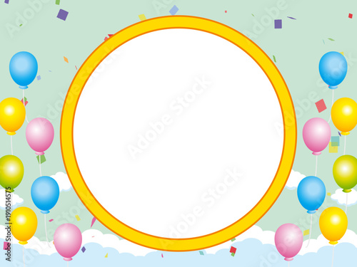 正月, 年賀状, 空, 雲, フレーム, 紙吹雪, 青空, 干支, 風景, 年賀, 新年, 自然, かわいい, 