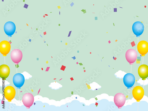 正月, 年賀状, 空, 雲, フレーム, 紙吹雪, 青空, 干支, 風景, 年賀, 新年, 自然, かわいい, 