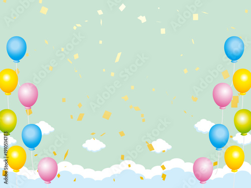 正月, 年賀状, 空, 雲, フレーム, 紙吹雪, 青空, 干支, 風景, 年賀, 新年, 自然, かわいい, 