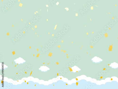 正月, 年賀状, 空, 雲, フレーム, 紙吹雪, 青空, 干支, 風景, 年賀, 新年, 自然, かわいい, 