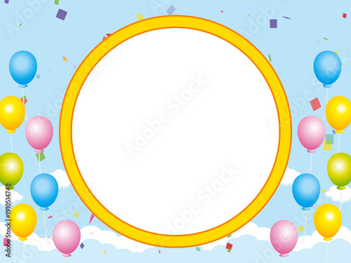 正月, 年賀状, 空, 雲, フレーム, 紙吹雪, 青空, 干支, 風景, 年賀, 新年, 自然, かわいい, 