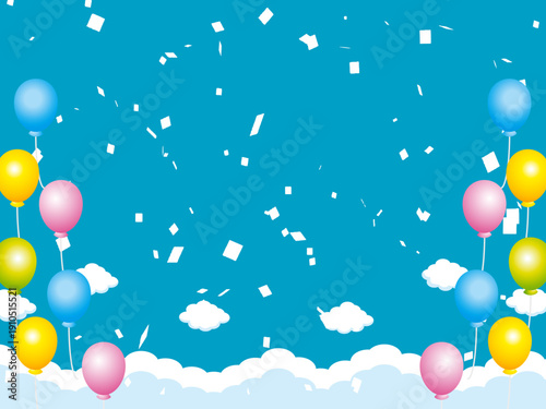 正月, 年賀状, 空, 雲, フレーム, 紙吹雪, 青空, 干支, 風景, 年賀, 新年, 自然, かわいい, 