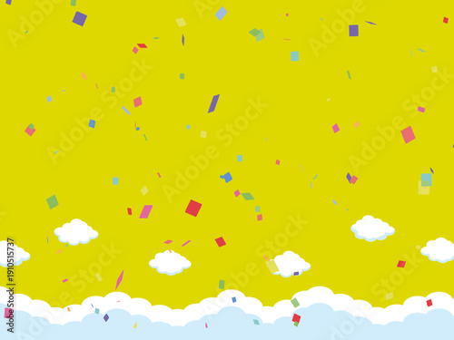 正月, 年賀状, 空, 雲, フレーム, 紙吹雪, 青空, 干支, 風景, 年賀, 新年, 自然, かわいい, 