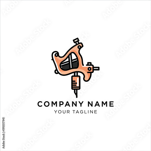 Tattoo Machine Logo Design Template.