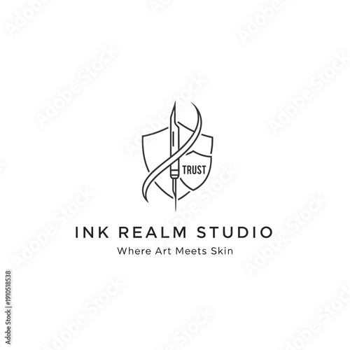 Tattoo Studio Logo with Shield Design.