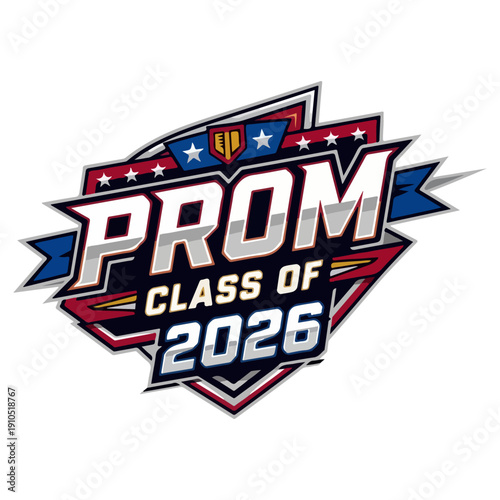 Prom Class of 2026 Sports Style Mascot Logo Emblem for High School Graduation