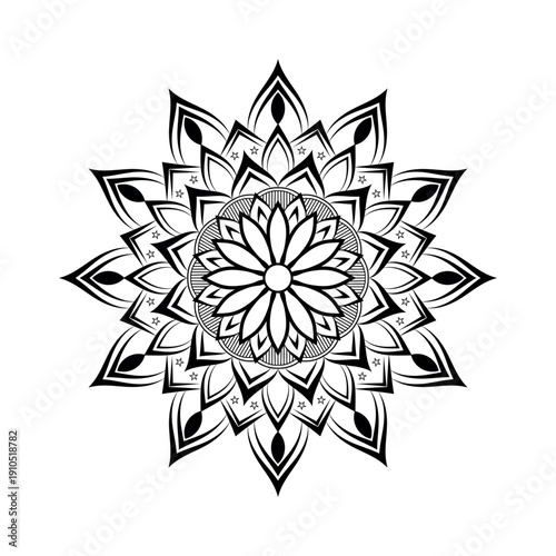 Intricate floral mandala with ornamental geometric pattern
