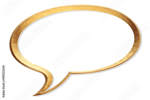Luxury golden textured speech bubble frame isolated on transparent background