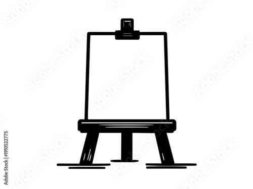 Eine einfache Staffelei mit leerer Leinwand als Motiv. Ideal für kreative Geschenke oder Atelier-Dekoration.KI Generiert