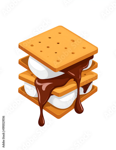 Wallpaper Mural S'more graham crackers, marshmallows, & chocolate dripping on a white background Torontodigital.ca