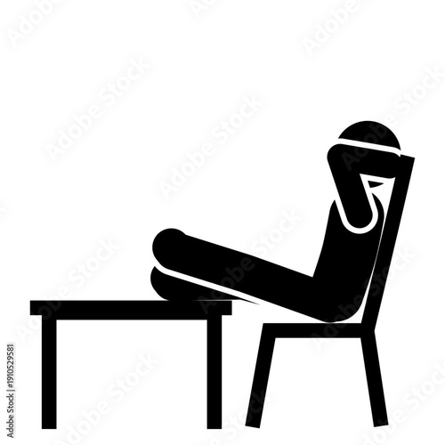 Stick figure relaxing while sitting on chair