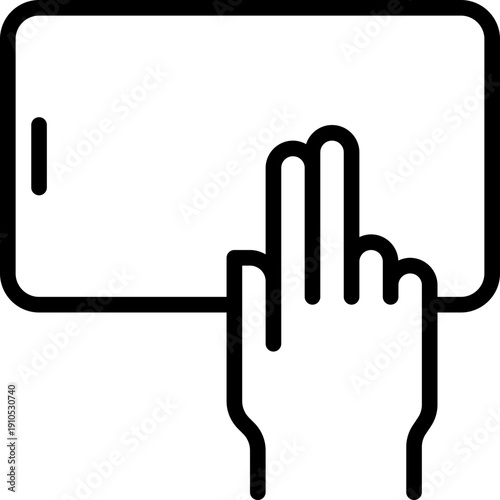 hand holding mobile phone, finger touching blank screen signs