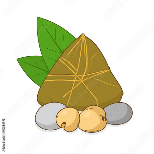 Wallpaper Mural Triangular food package with leaves and seeds, tied with cord Torontodigital.ca