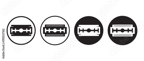 Sharp Razor Blade Icons Set. for Shaving and Grooming in Black and White Minimalist Flat Design.