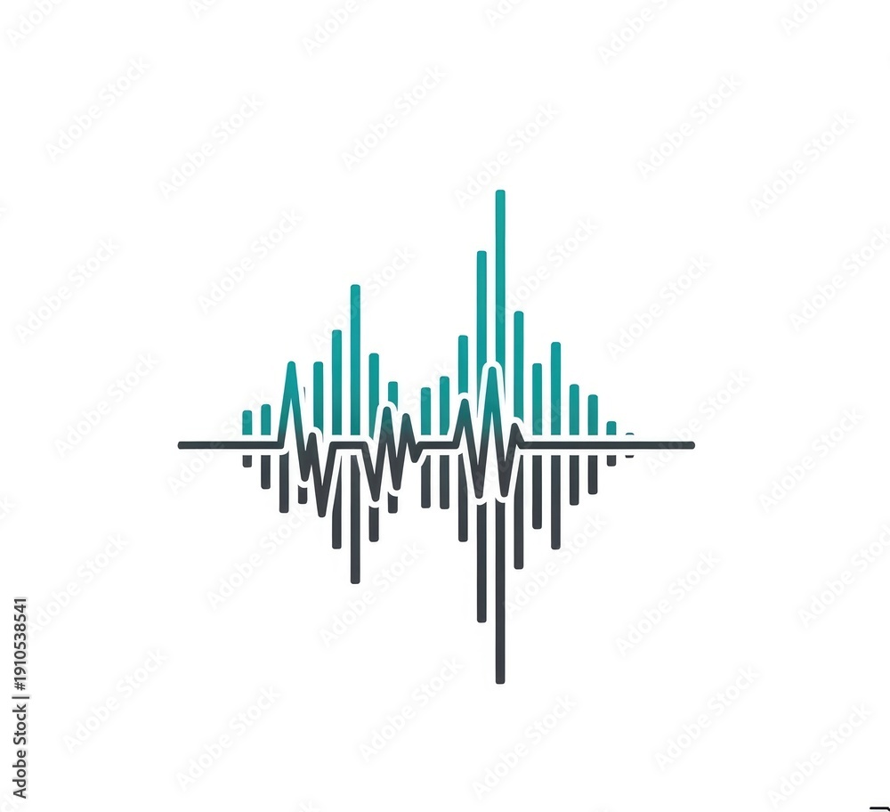 Obraz premium Digital Wave Icon of a Data Stream with Electrical Pulses in Cyber Teal and Dark Grey