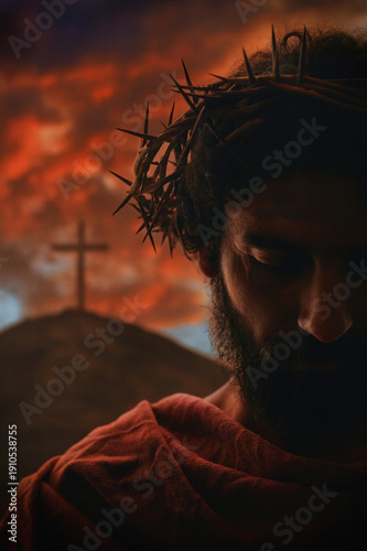 Jesus Christ Portrait with crown of thorns