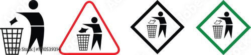 Keep clean sign. Allowed to throw rubbish, waste, and garbage in the bin symbol. Do not throw trash in toilet icon. Throw out the trash icon. Vector illustration 