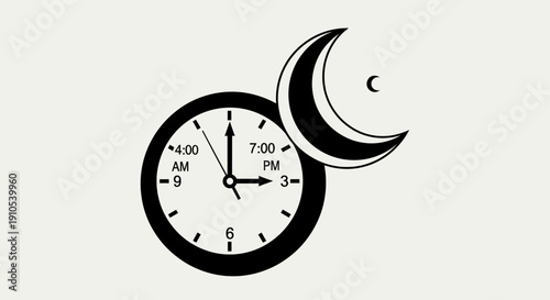 Clock with Crescent Moon Symbol Time.