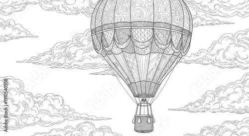 Vintage Hot Air Balloon Illustration Flying High 1.